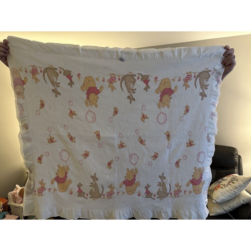 Vintage Sears Disney Winnie the Pooh Blanket - 45”x35”